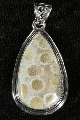 Million Year Old Fossil Coral Pendant - Sterling Silver #48817